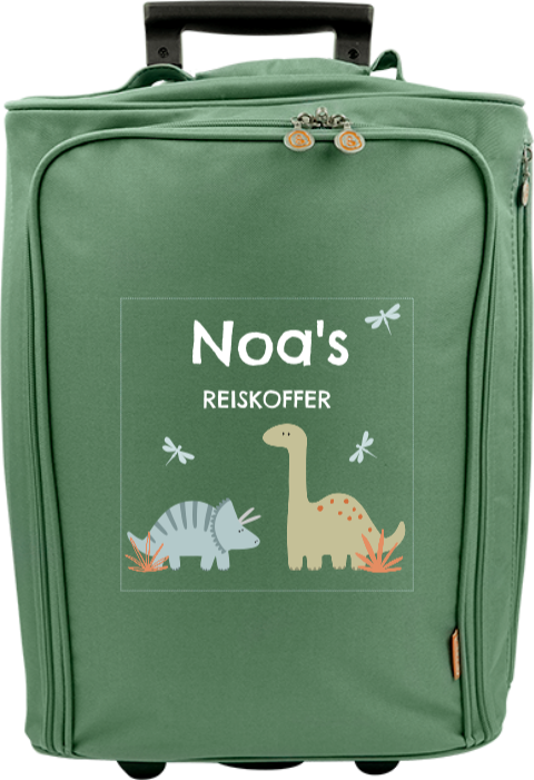Stoere reistrolley met dino's en naam