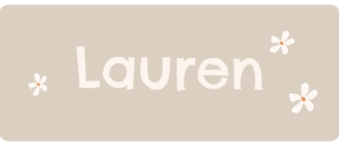 Naamsticker medium met witte bloemetjes - 20 per vel