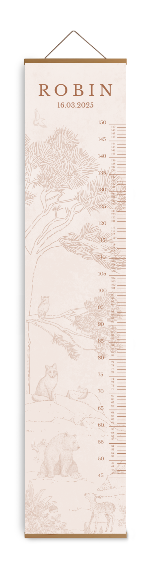 Sfeervolle groeimeter in aardetinten met bosdieren