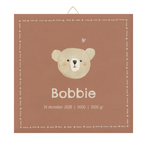 Lief geboortetegeltje met beertje en hartje