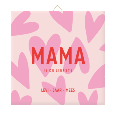 Lief tegeltje met hartjes voor moederdag