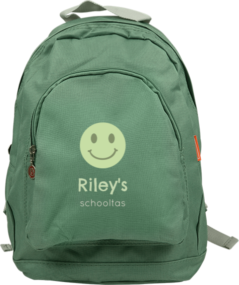 Rugzak junior met groene smiley en naam