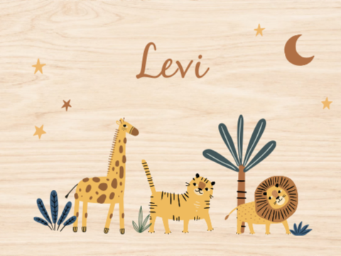 Vrolijke memorybox met naam en jungledieren