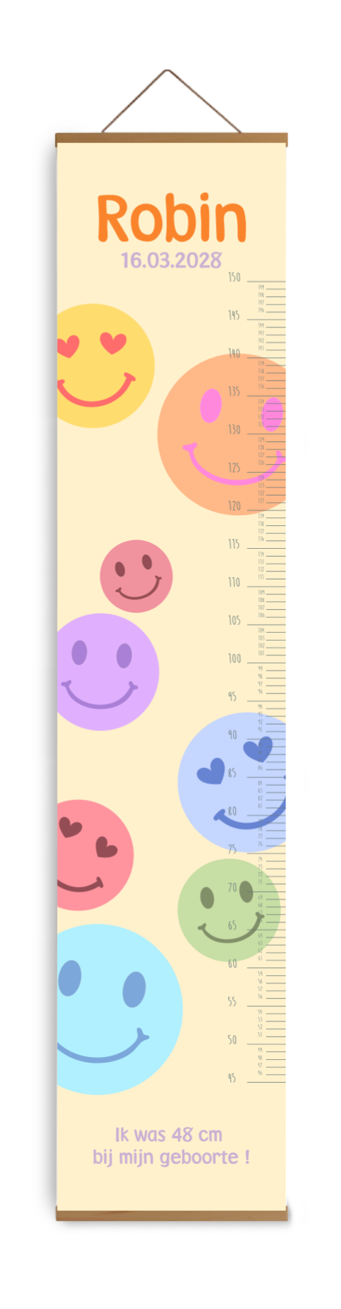 Kleurrijke groeimeter met vrolijke smileys