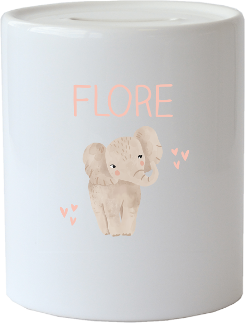 Spaarpot van keramiek met olifantje en naam