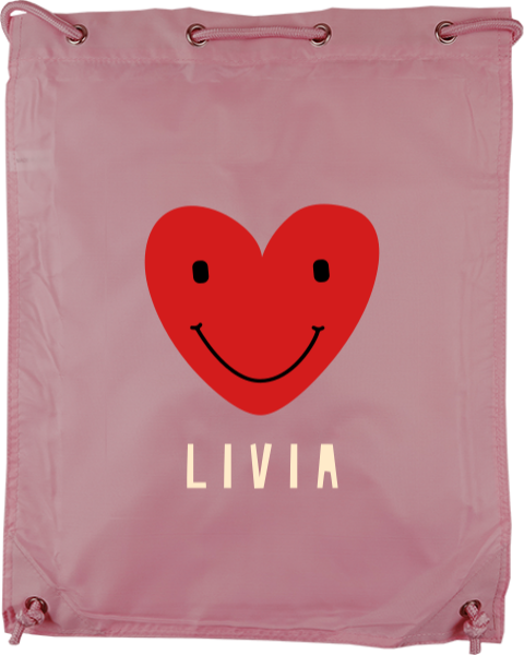 Lieve gymtas met hartjesgezicht en naam