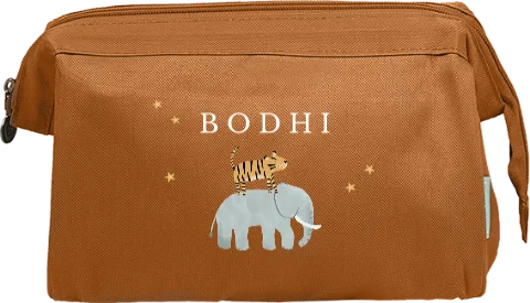 Toilettas met naam en vrolijke jungledieren