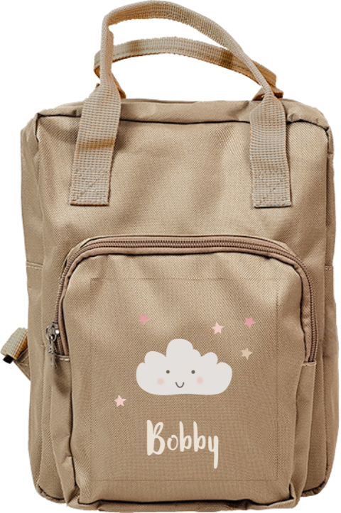 Rugzak Classic met gezichtwolkje, sterretjes en naam