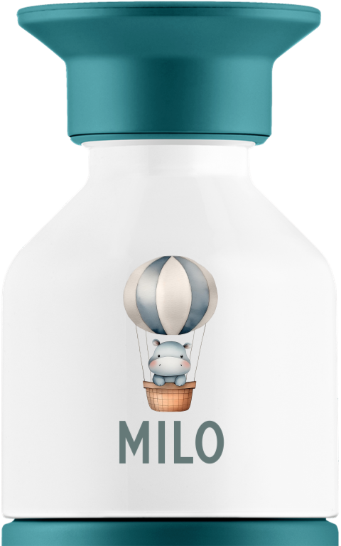 Dopper Thermosfles met luchtballon, nijlpaard en naam