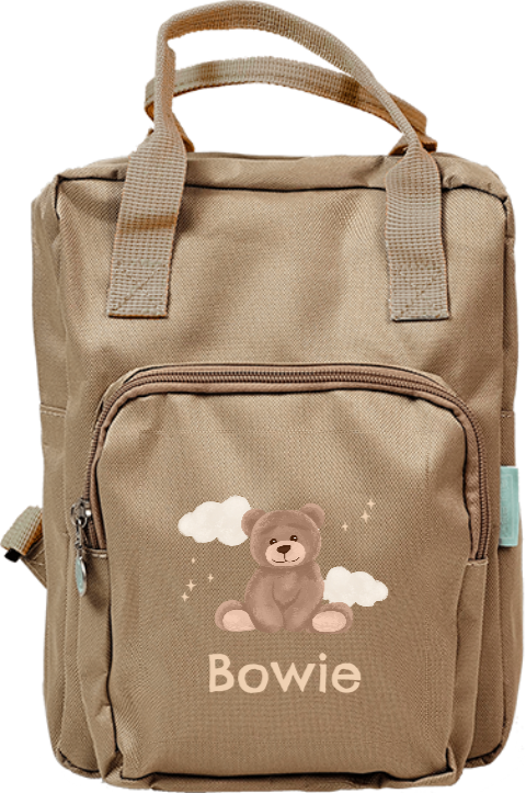 Rugtas classic met beertje en naam