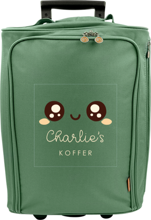 Reistrolley met naam en kawaii gezichtje