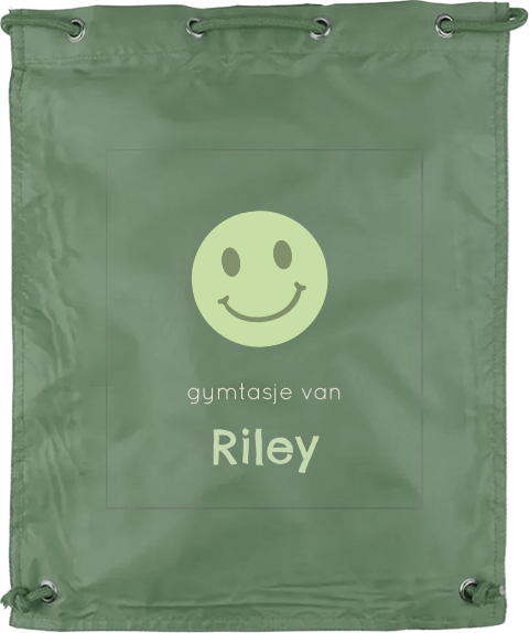 Gymtasje met vrolijke groene smiley