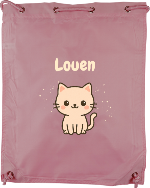 Gymtas met naam en kawaii poes