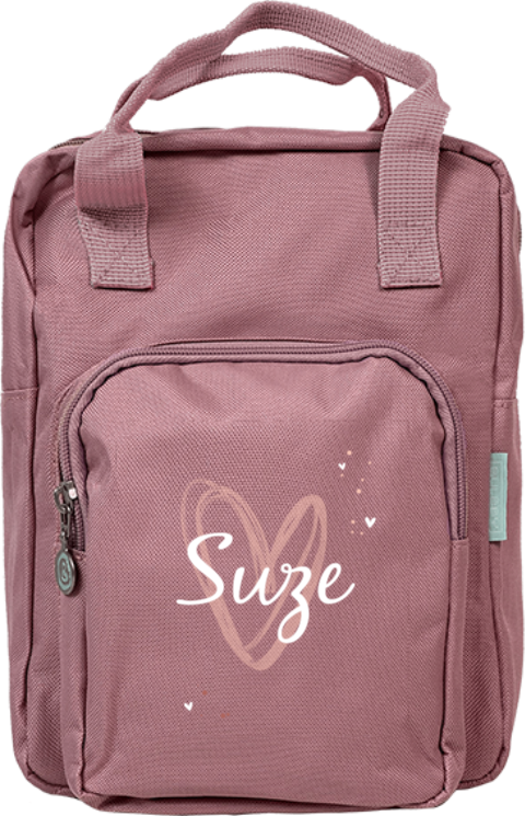 Rugtas Classic met watercolour hart en naam