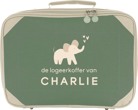 Gepersonaliseerd koffertje met olifantje en hartjes