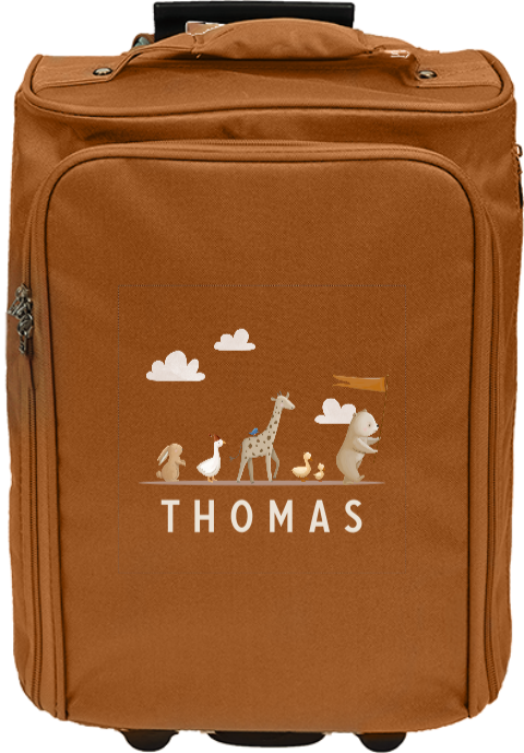 Avontuurlijke reistrolley met dierenparade en naam
