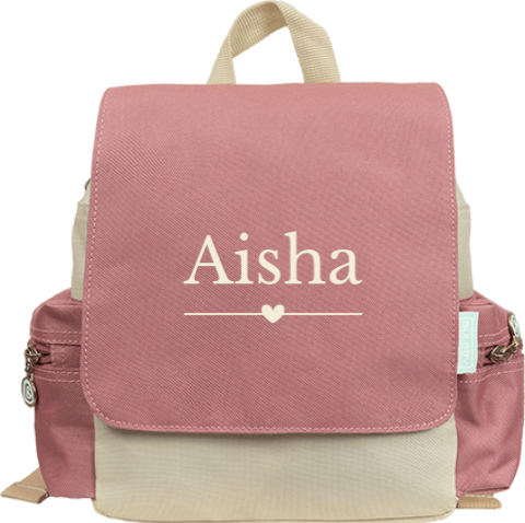 Rugtas Adventure met naam een hartje