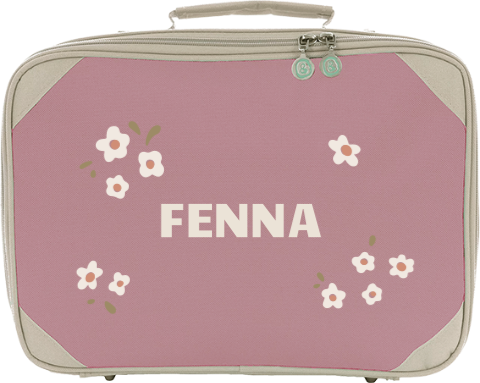 Koffertje met naam en bloemetjes