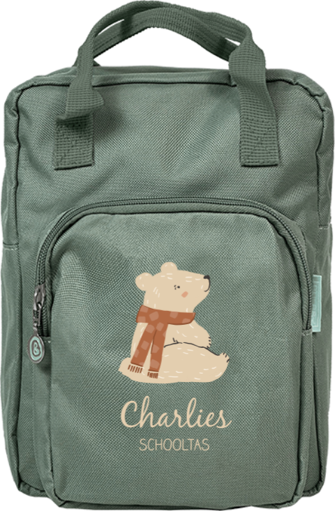 Rugtas Classic met naam en lief beertje