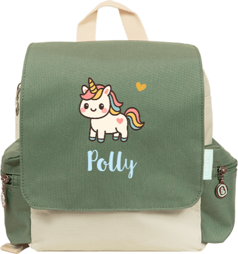 Rugtas Adventure met naam en kawaii eenhoorn