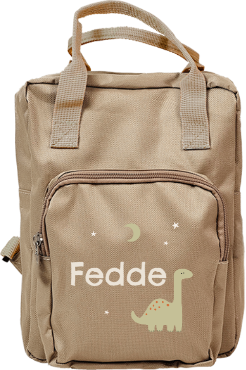 Stoere rugtas Classic met naam, dino, maan en sterren