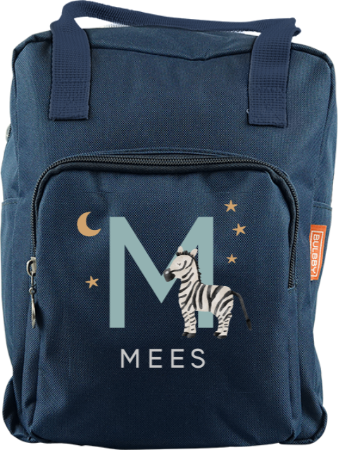 Rugtas Classic met naam, initiaal en zebra