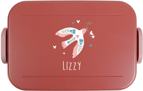 Mepal broodtrommel To Go met naam en vogel