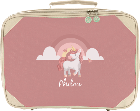 Schattig koffertje met eenhoorn, vlinders en naam