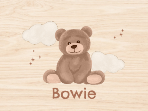 Lieve memorybox met zittend beertje en naam