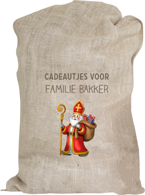 Jute Sinterklaas zak XL met naam en Sint - 60x100 cm