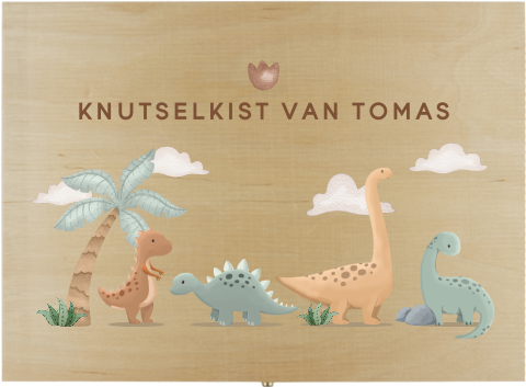 Avontuurlijke knutseldoos met illustraties van dino's
