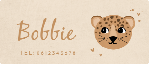 Naamsticker groot met panterhoofd - 20 per vel