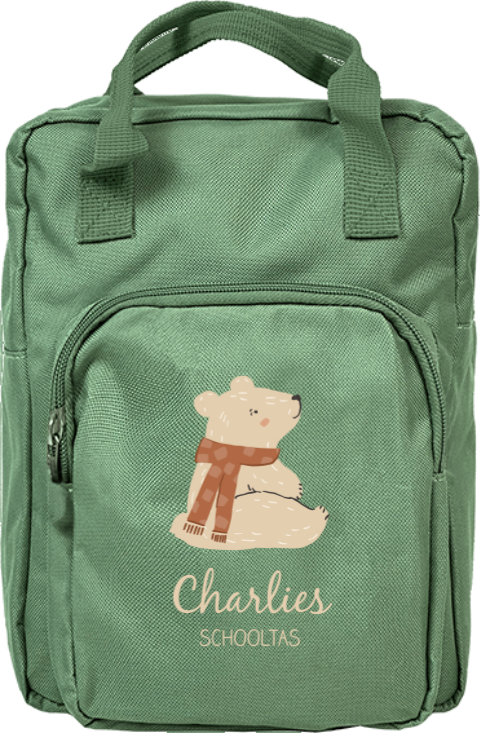 Rugtas Classic met naam en lief beertje