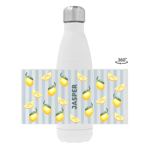 Drinkfles RVS met naam en citroenen