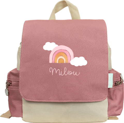 Rugzak Adventure met naam, regenboog en wolkjes