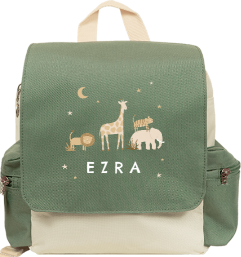 Rugtas Adventure met jungledieren, sterren en maan