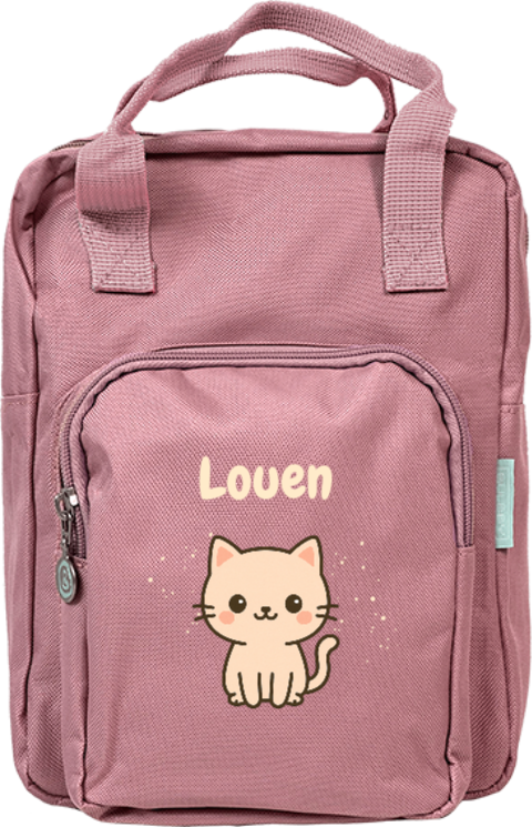 Rugtas Classic met kawaii poes en naam