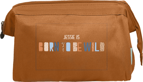 Toilettas met naam en tekst in junglestijl