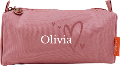 Etui met naam en hartjes