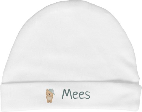 Lieve babymuts met beertje en naam