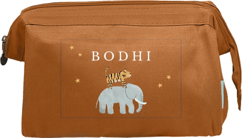 Toilettas met naam en vrolijke jungledieren