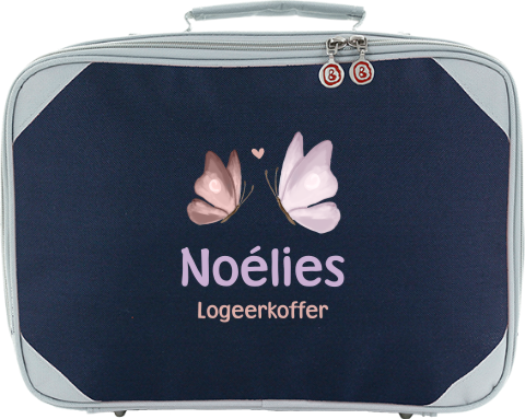 Koffertje met naam en vlinders