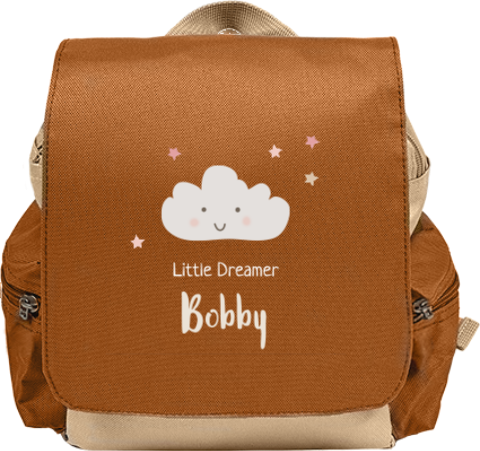 Dromerige rugtas Adventure met gezichtwolkje en naam