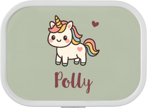 Mepal broodtrommel Campus met naam kawaii eenhoorn