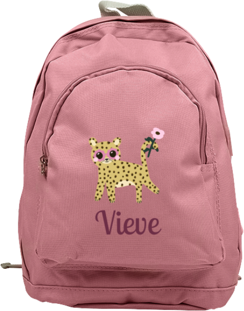 Vrolijke rugzak junior met speelse panter en naam