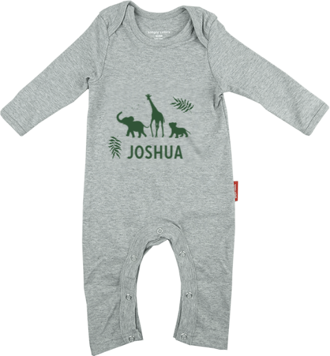 Boxpakje met silhouetjes van jungledieren en naam