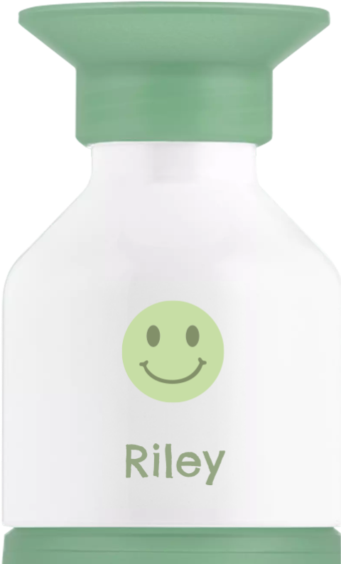 Dopper drinkfles met vrolijke groene smiley en naam