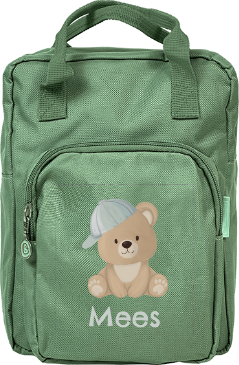 Lieve rugzak classic met zittende beer en naam