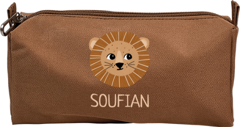 Etui met naam en illustratie leeuw