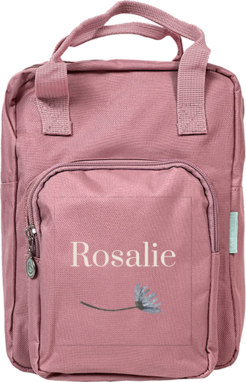 Rugtas Classic met naam en veldbloem